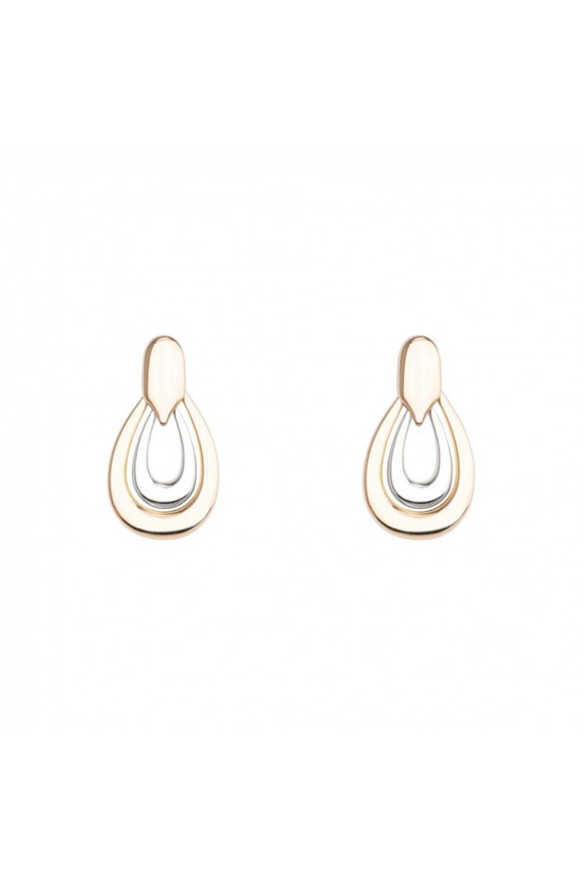 Rose Gold & Gümüş Geçişli Elips Küpe | Rose - Gümüş JS12964