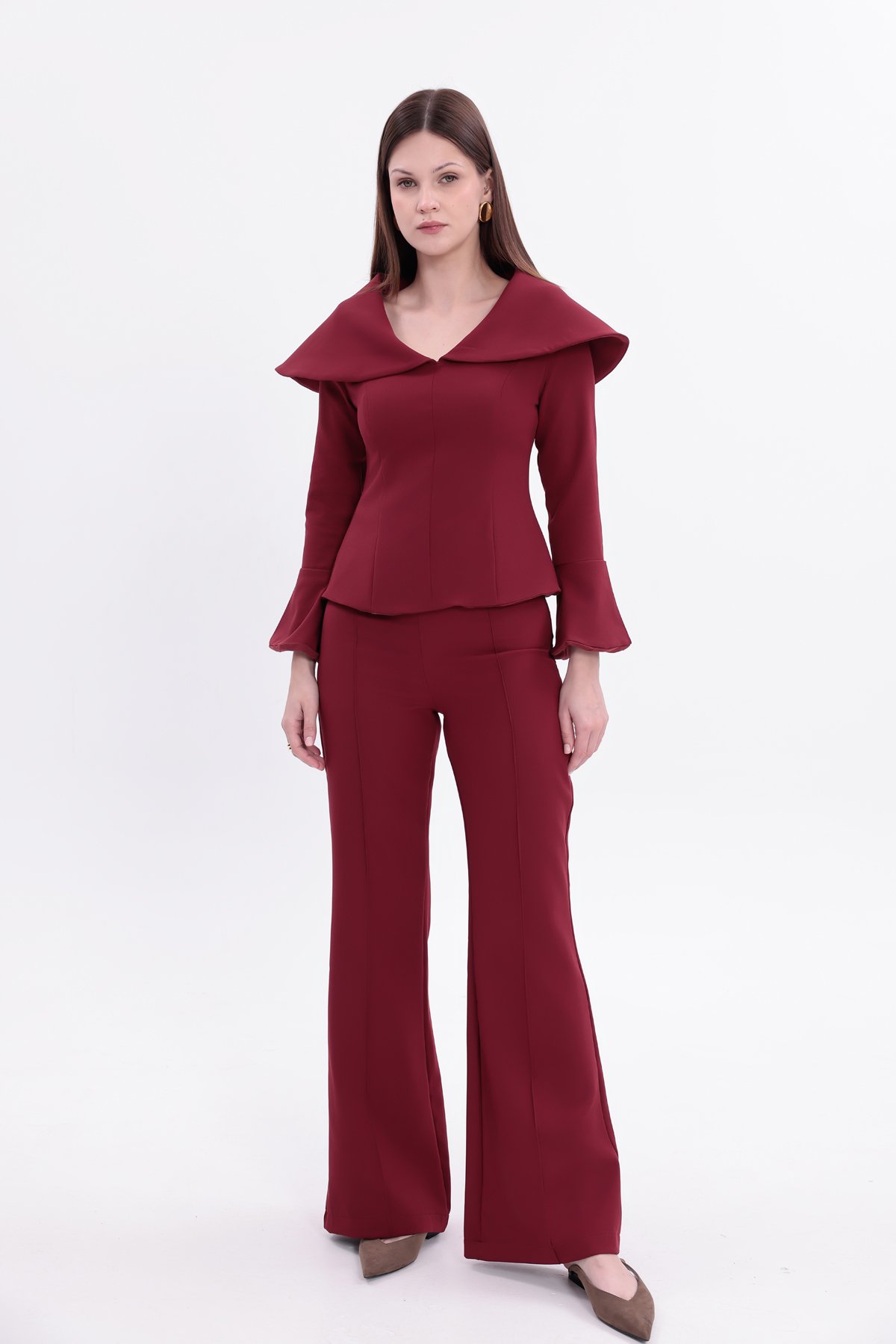 Burgundy Striped Pants