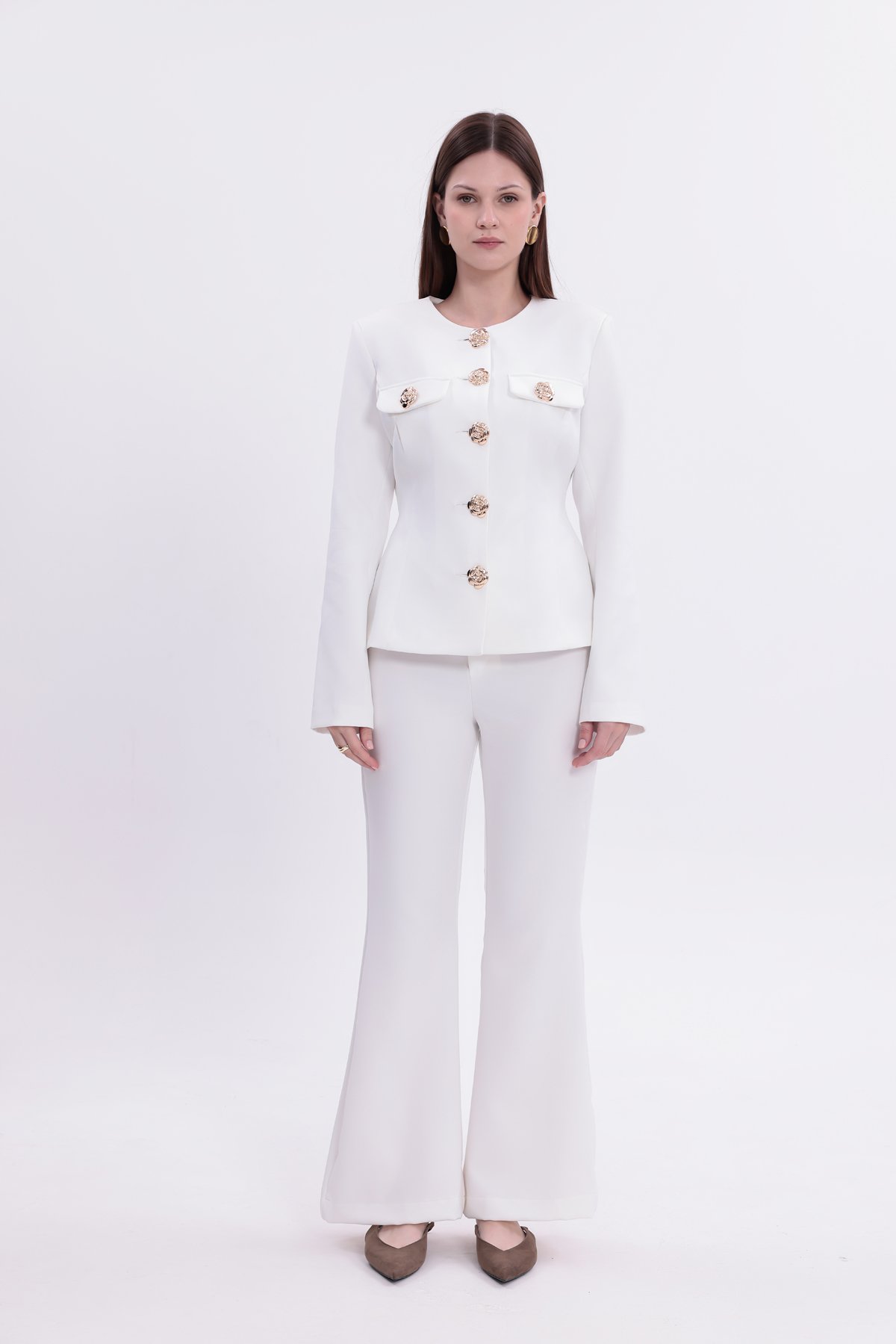 White Straight Pants