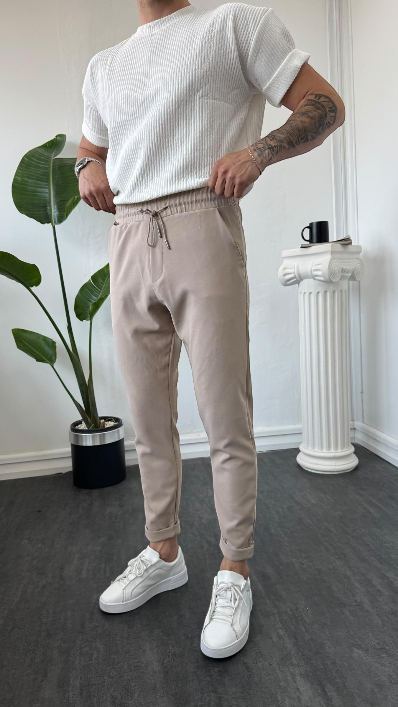 MR Duble Paça Jogger Krem