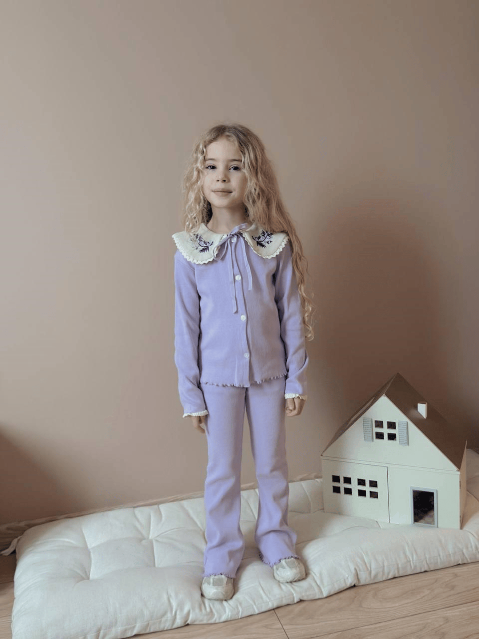 Dantel Yaka Kaşkorse Takım (LİLA)