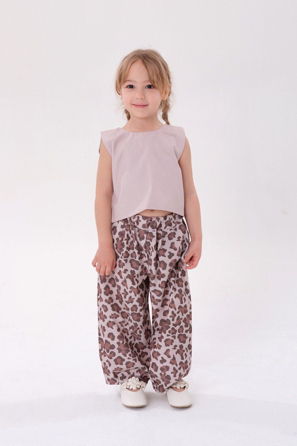 Leopar Ballon Pantalon Takım(kahve)