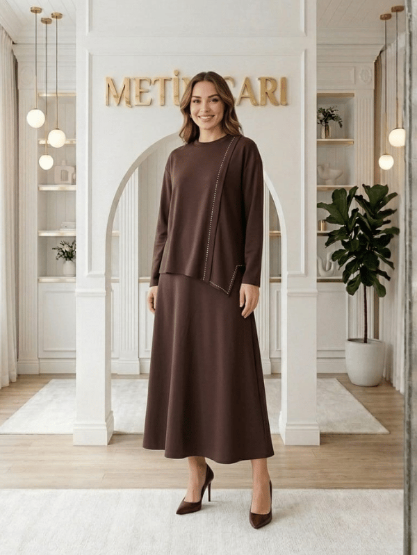 BONCUK İŞLEMELİ KLOŞ ETEKLİ TAKIM