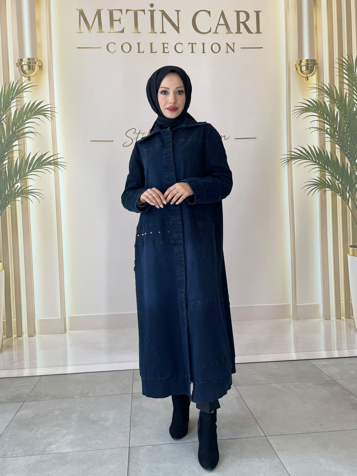 Misswhence Dikiş Detaylı Cepli Denim Pardesü 40501