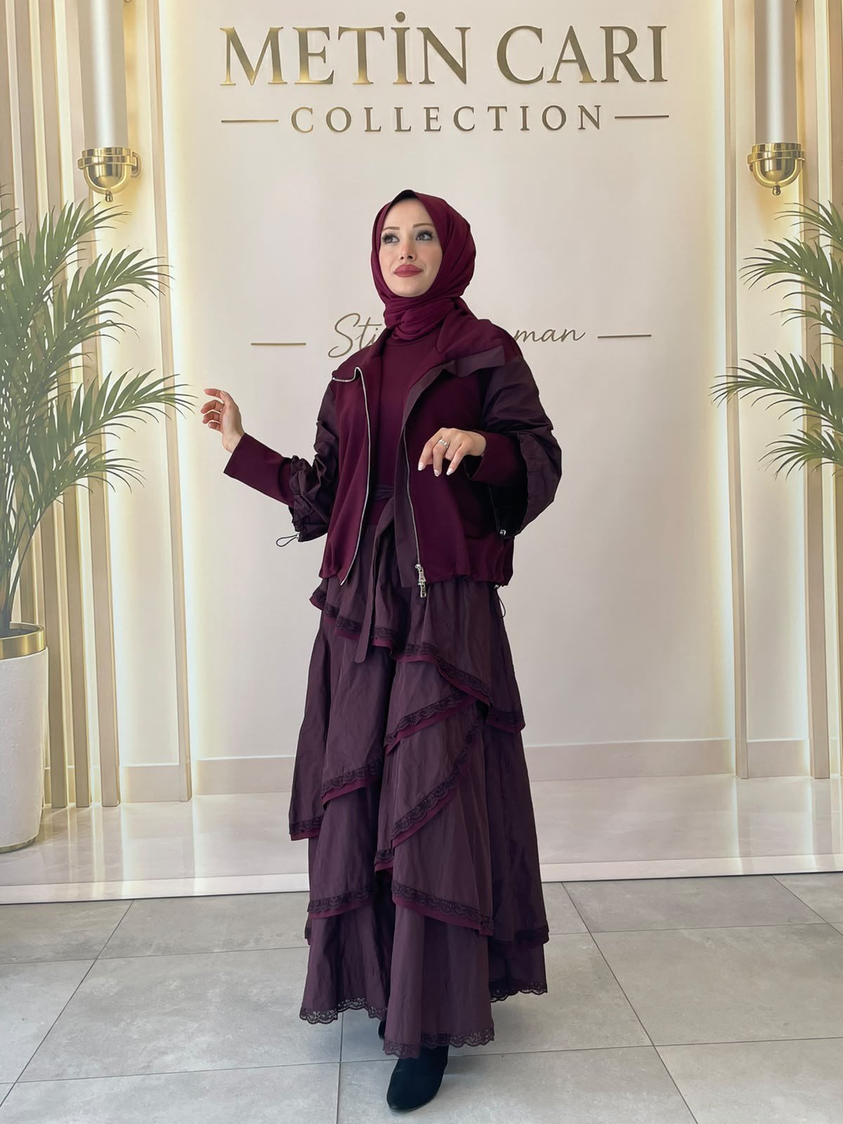 Misswhence İkili Elbise 40809 Bordo