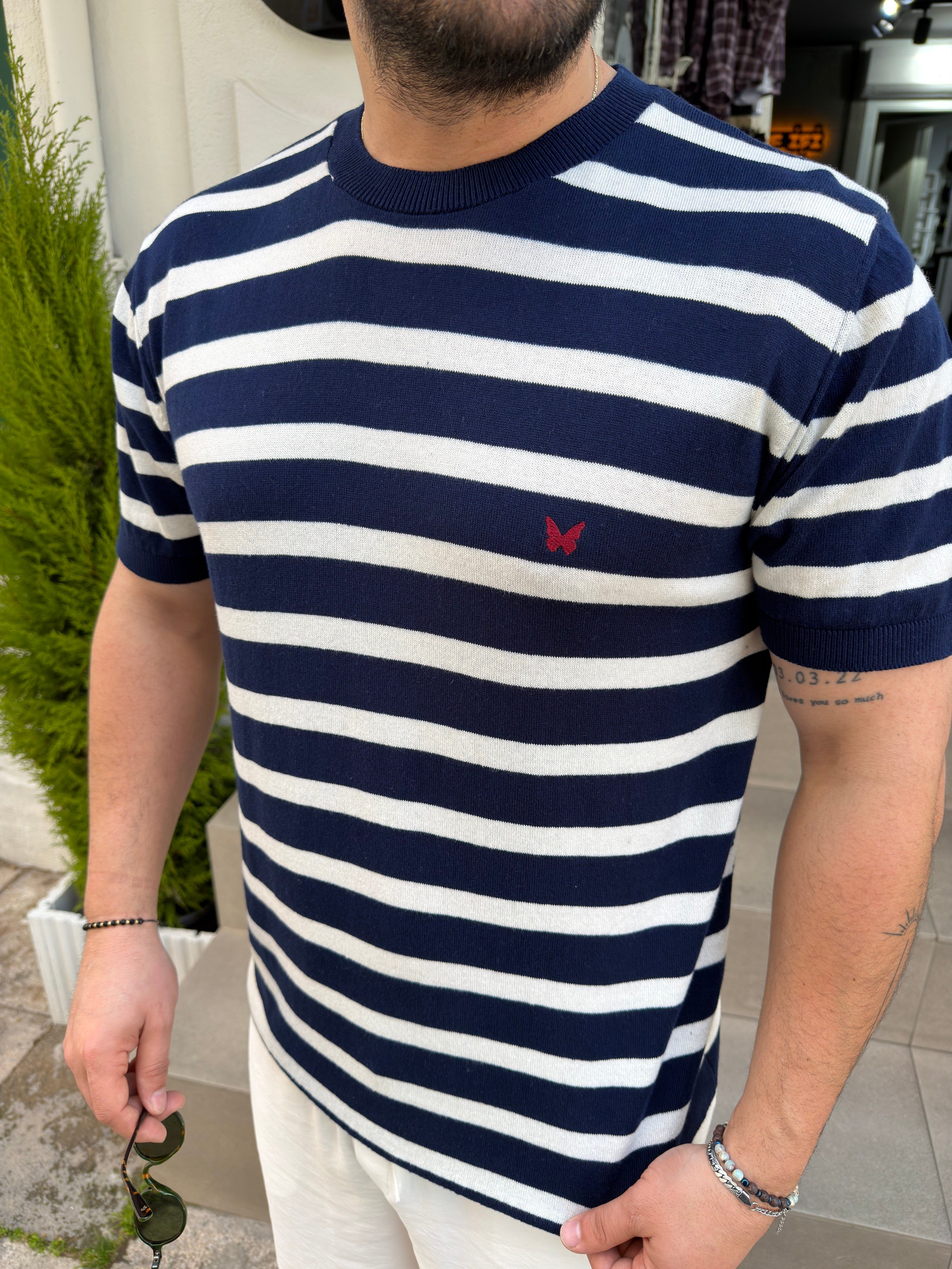 Çizgili Triko Tshirt