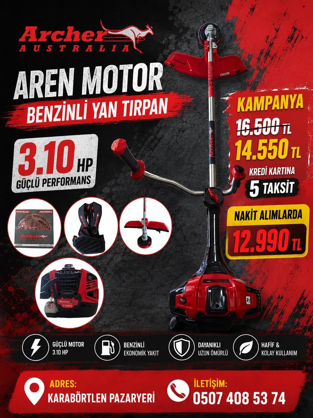 Motorlu Tırpan Archer Yh620 Yan