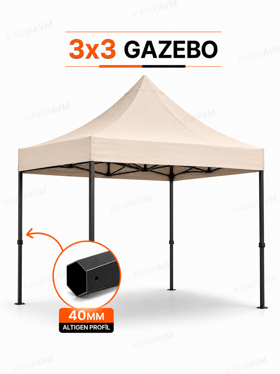3x3 Katlanır Gazebo Çadır Pratik Kurulumlu Portatif Gölgelik - Çadır KampAVM