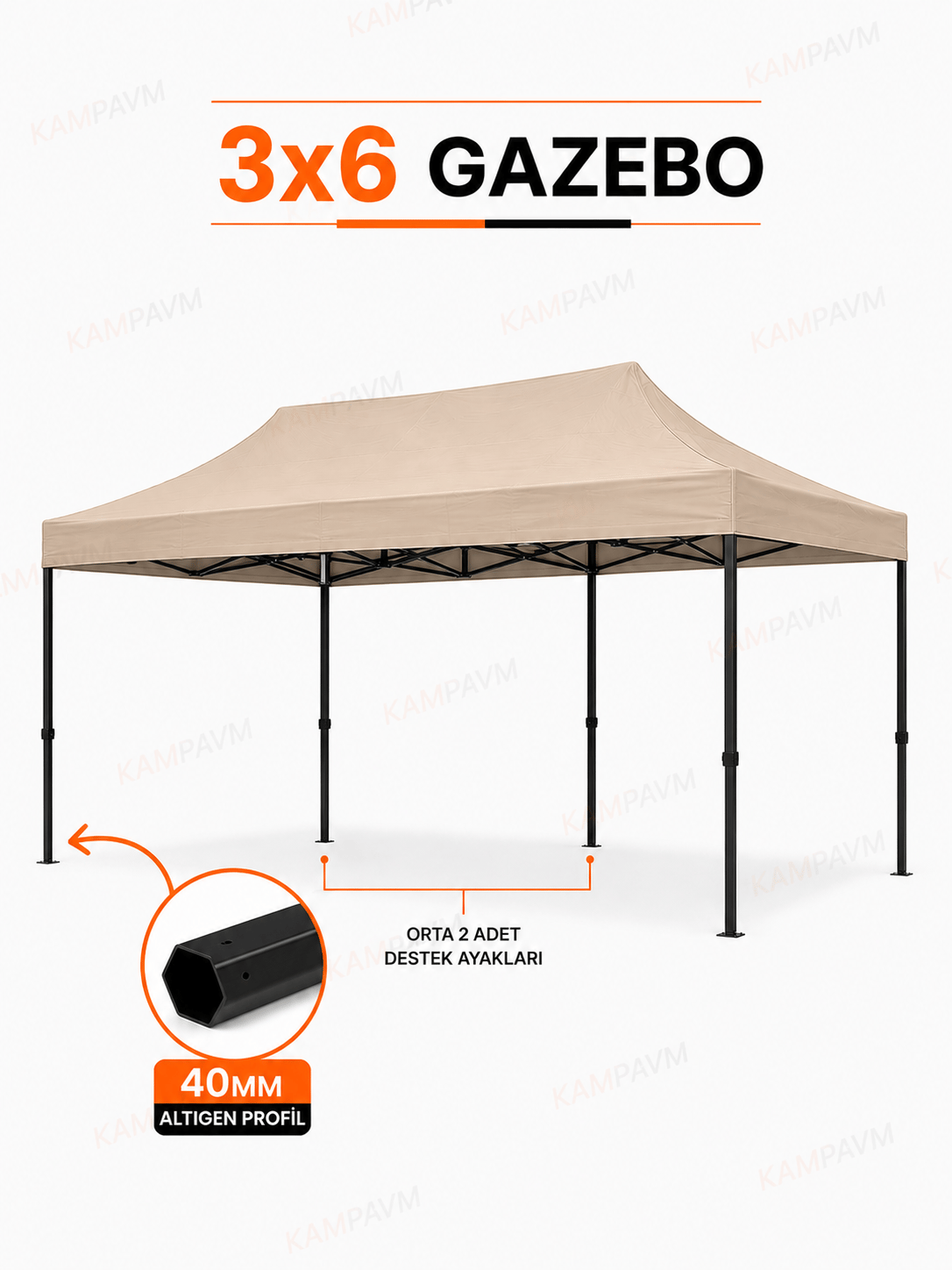 3x6 Katlanır Gazebo Çadır Pratik Kurulumlu Portatif Gölgelik - Çadır KampAVM
