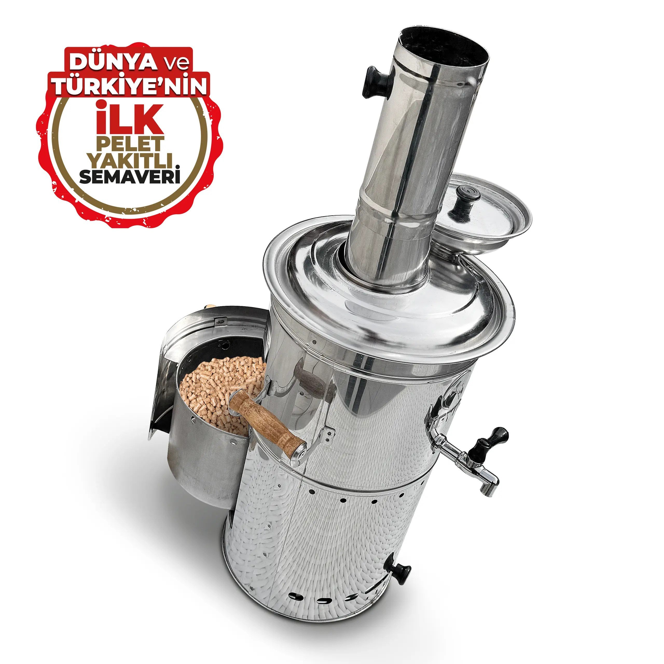 İFYIL 4 Litre Peletli Semaver – Dumansız Tasarımlı, Paslanmaz Çelik, Kamp ve Bahçe Semaveri - Kampavm - Çaydanlık & Demlikler | Kampavm