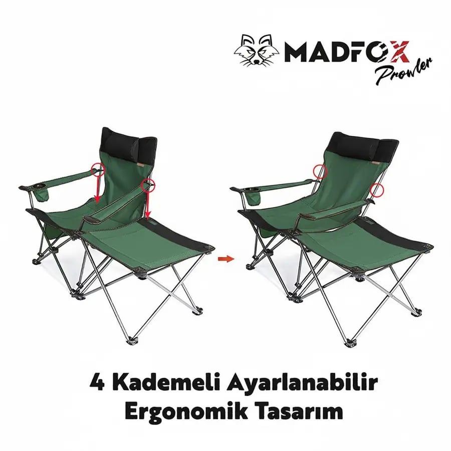 Madfox Prowler 3 Kademeli Yatabilen Kamp Sandalyesi