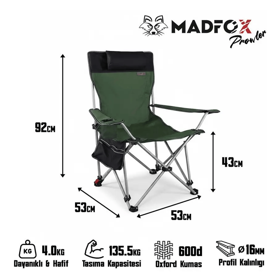 Madfox Prowler 3 Kademeli Yatabilen Kamp Sandalyesi