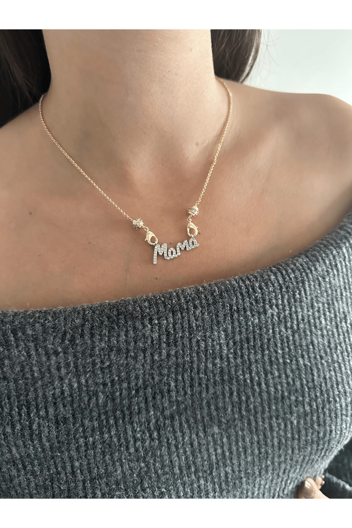 14K Kaplama Kararmaz MAMA Yazılı Şık Kolye