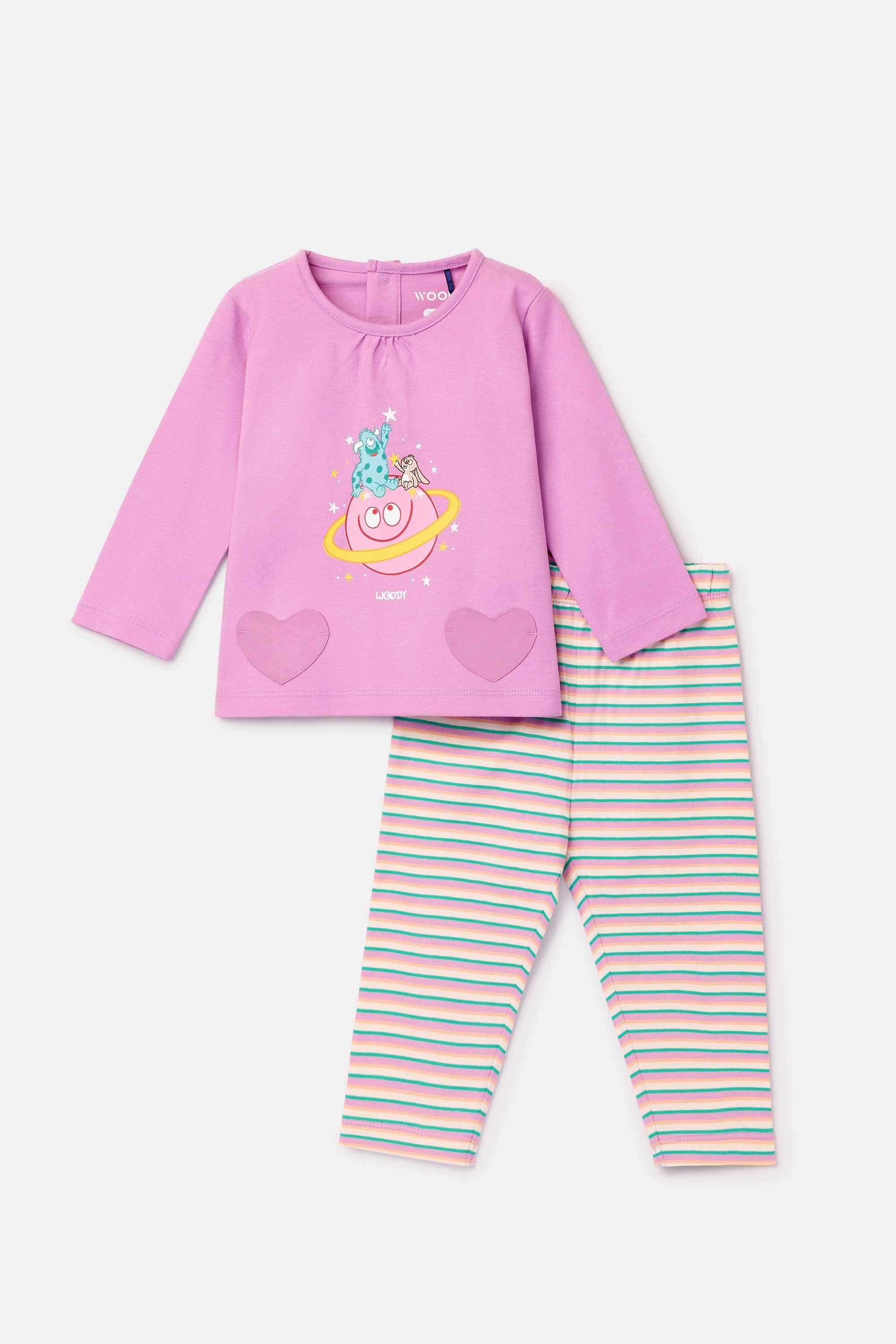 Pembe Pamuklu Kız Bebek Pijama