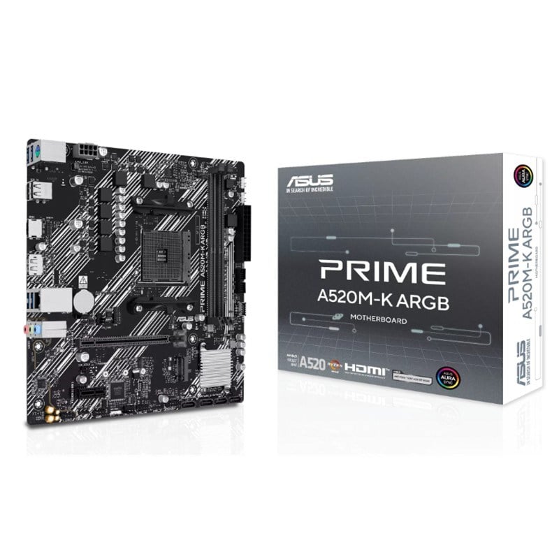 ASUS PRIME A520M-K ARGB DDR4 5100MHZ 1XHDMI 1XDP 1XM.2 USB2.0 MATX AM4 (AMD AM4 5000/4000 /3000 SERİLERİ İLE UYUMLU)