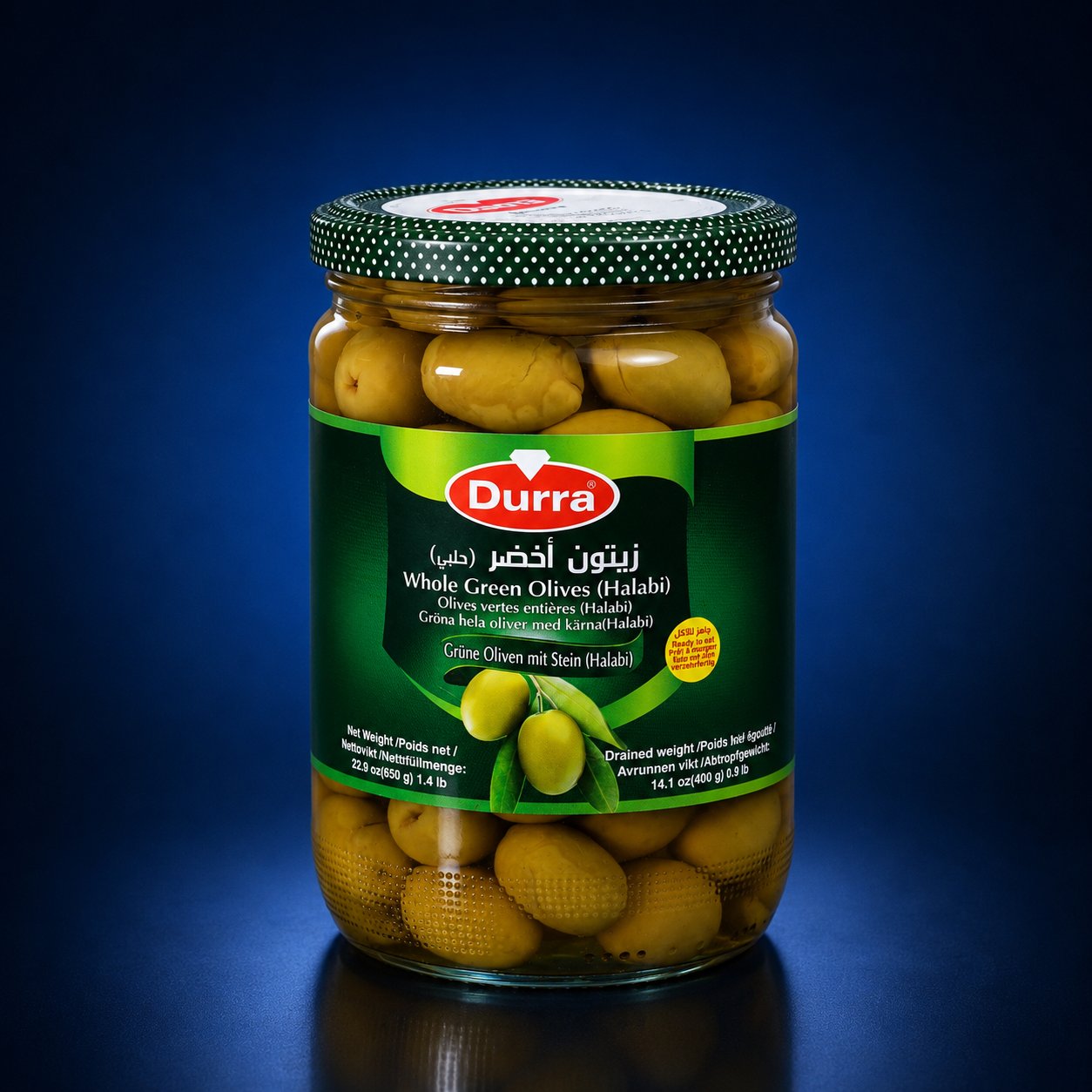 DURRA WHOLE GREEN OLİVE(HALABI) 650 GR