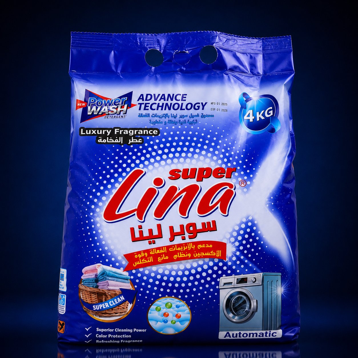 LİNA WASHING MATIK POWDER 4 KG  - SUPER - MAVİ+KİRMİZİ