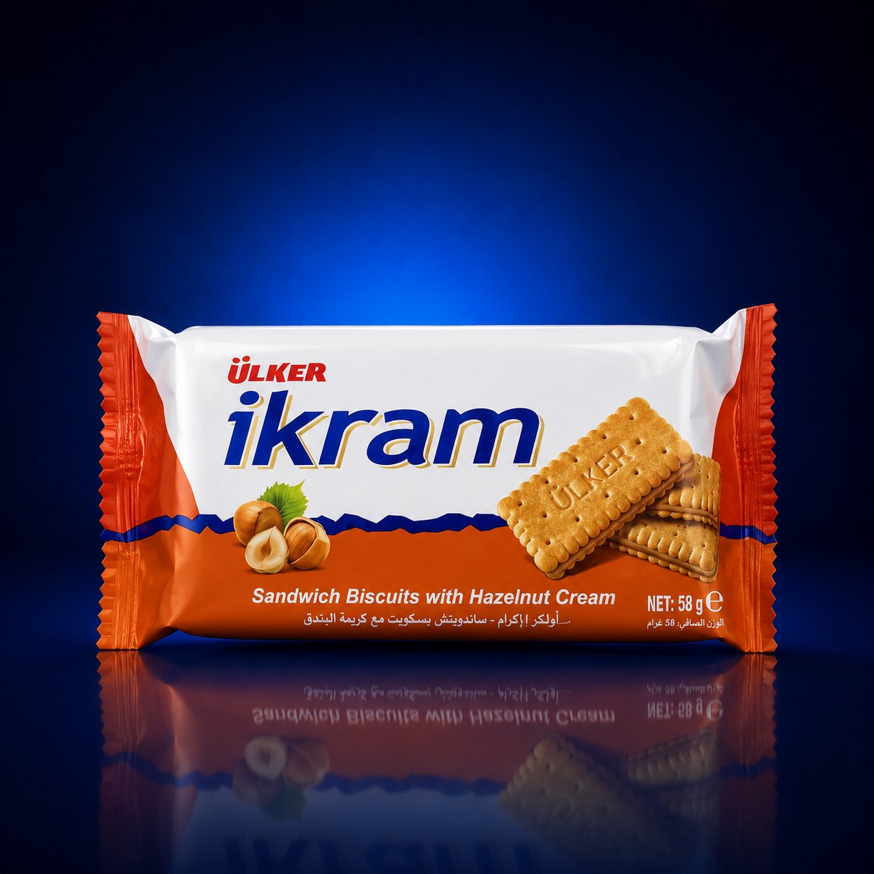 ULKER IKRAM SANDWITCH BISCUITS WITH HAZELNUT CREAM 58G