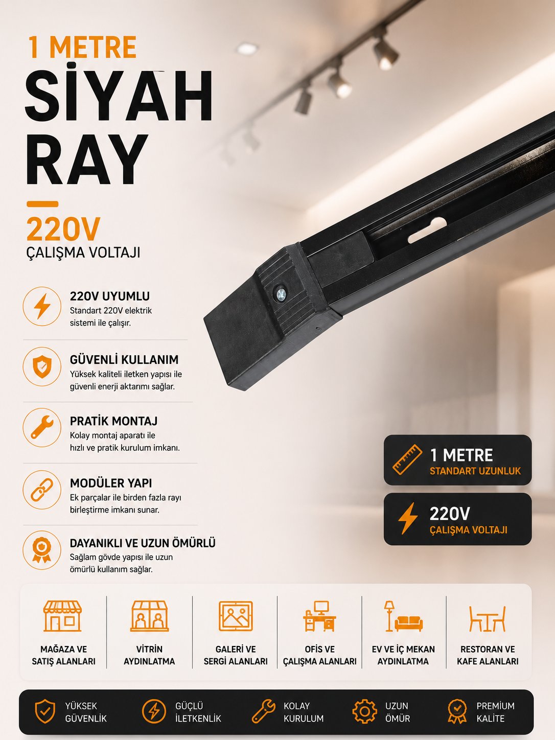 NOAS 1 METRE SİYAH RAY