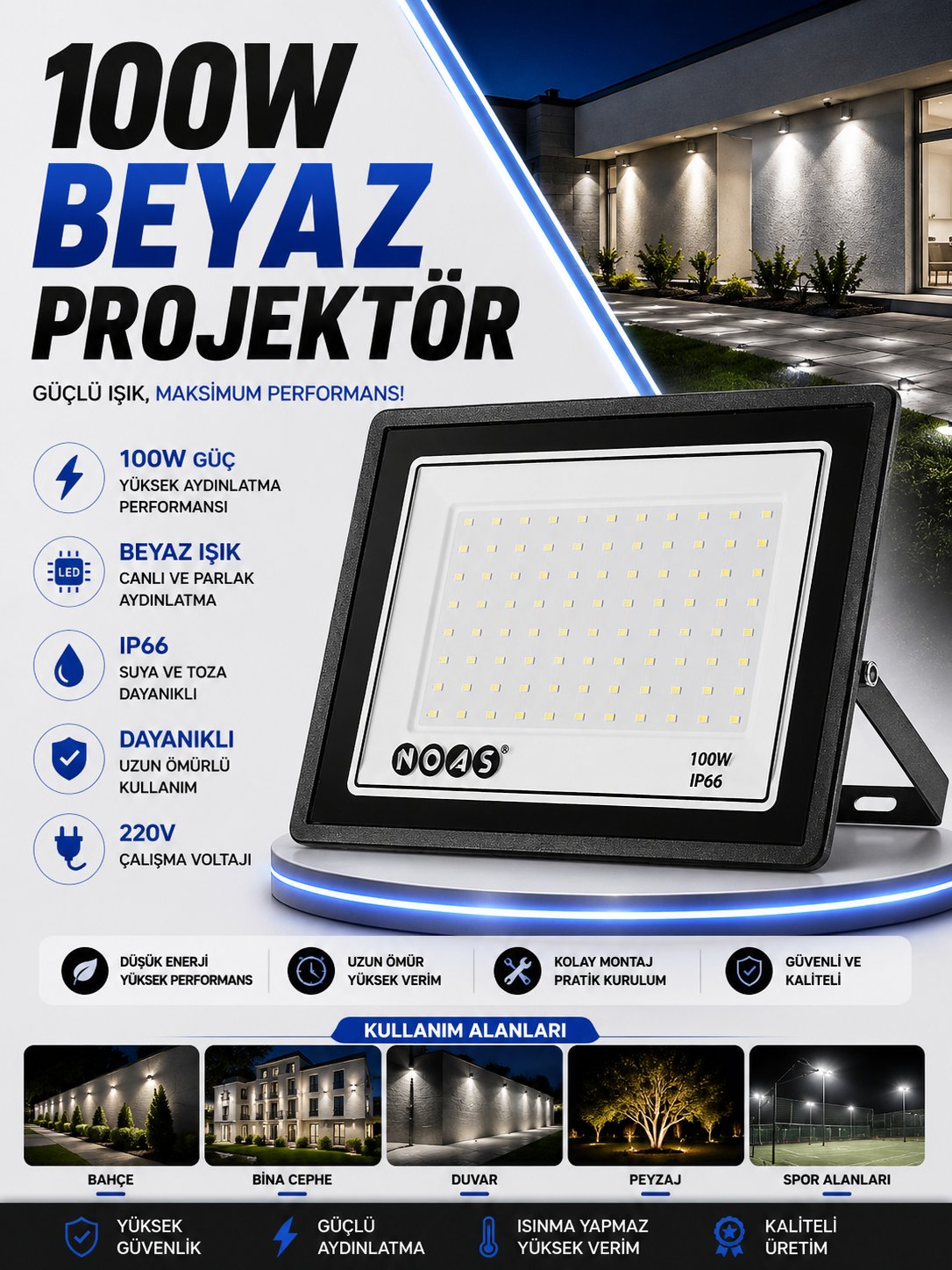 NOAS 100W LED PROJEKTÖR BEYAZ
