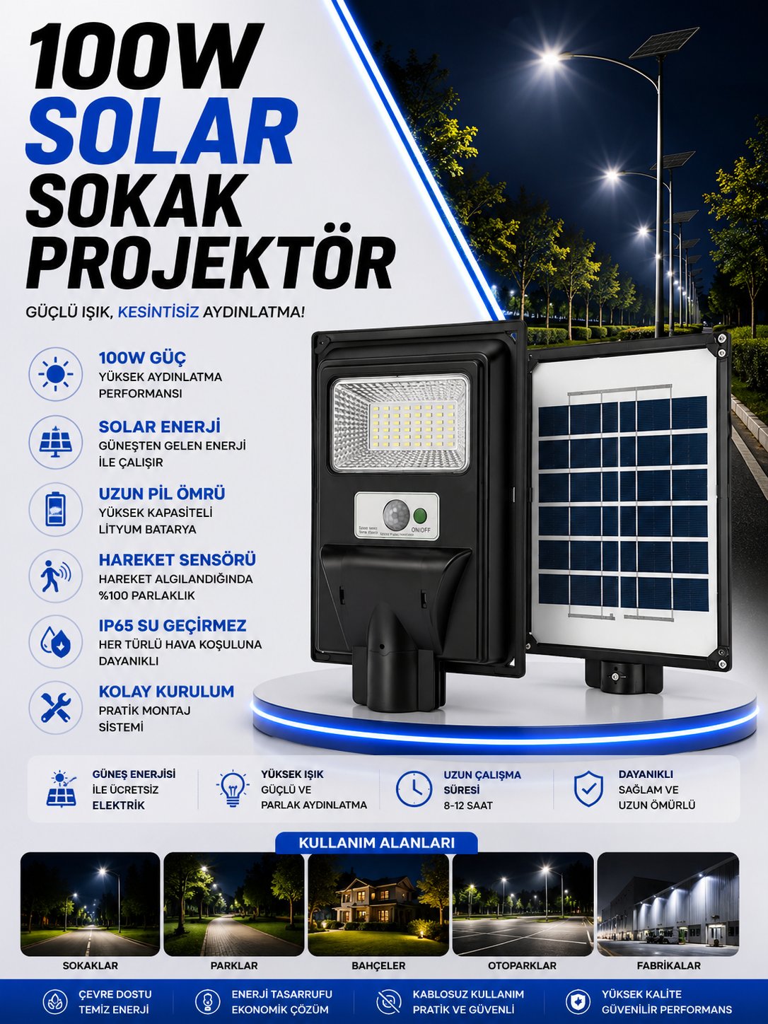 NOAS 100W LED SOLAR SOKAK PROJEKTÖR