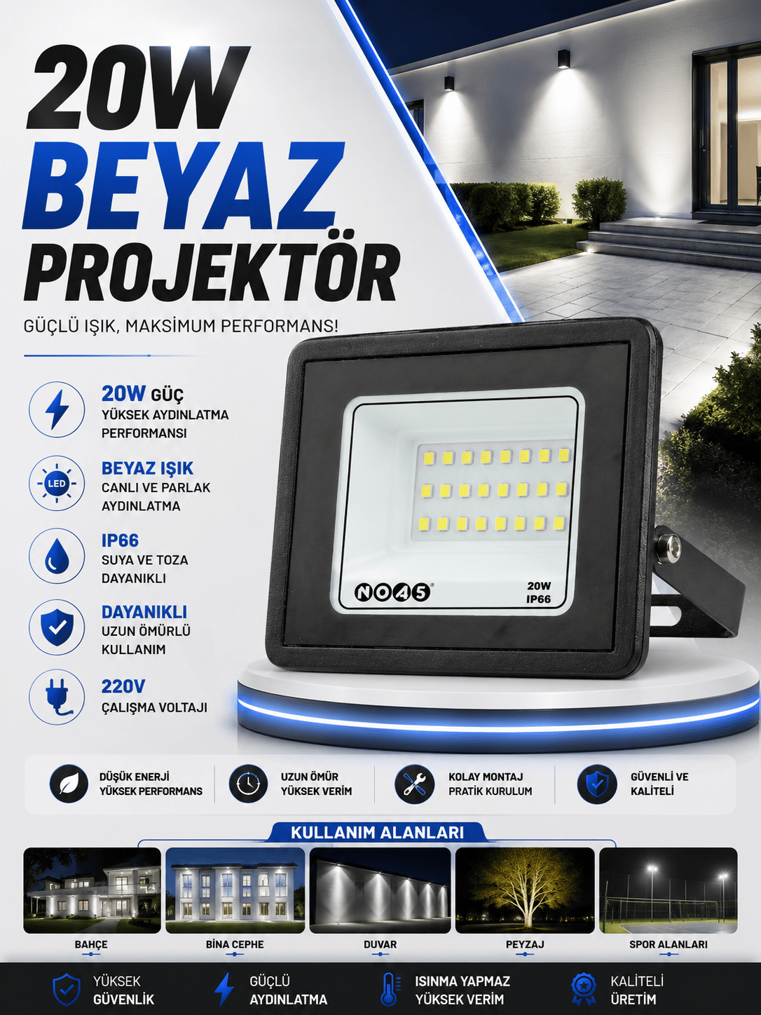 NOAS 20W LED PROJEKTÖR BEYAZ
