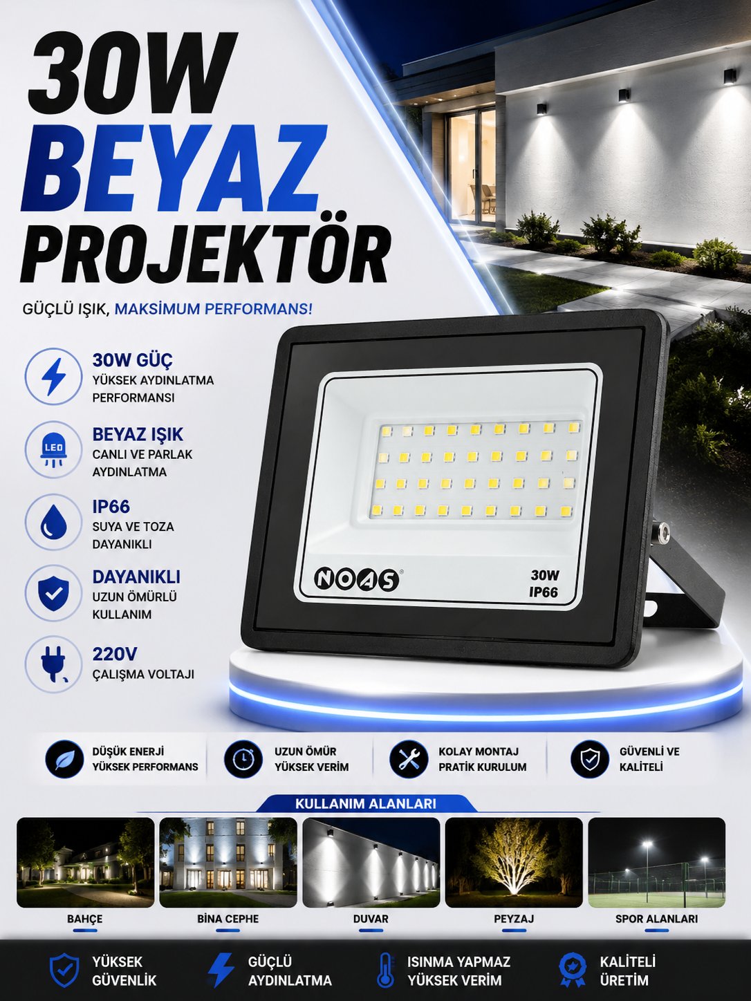 NOAS 30W LED PROJEKTÖR BEYAZ