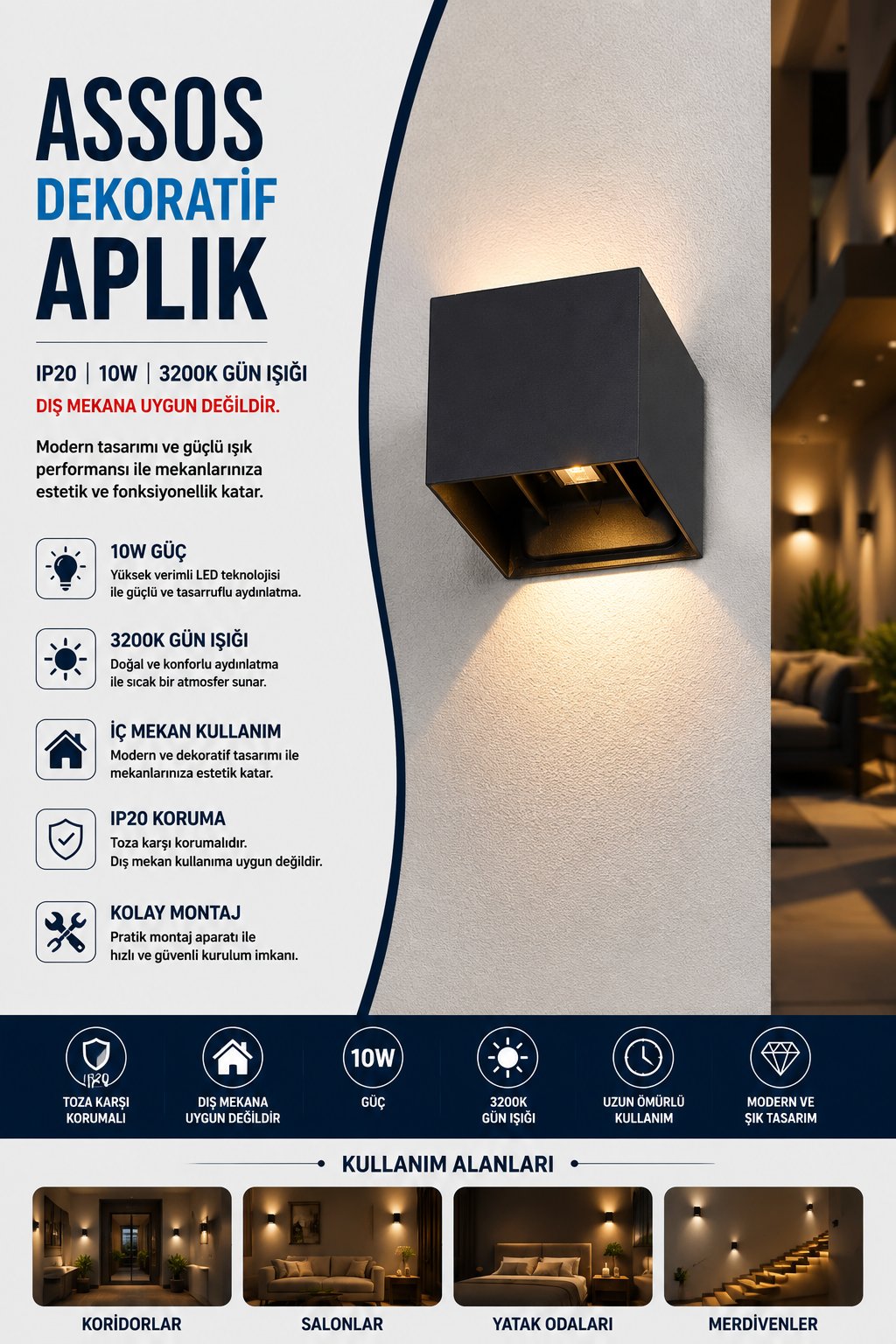 NOAS ASSOS 10W IP20 DEKORATİF APLİK