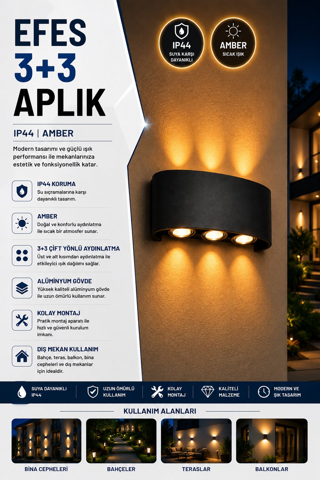 NOAS EFES 3+3 APLİK AMBER