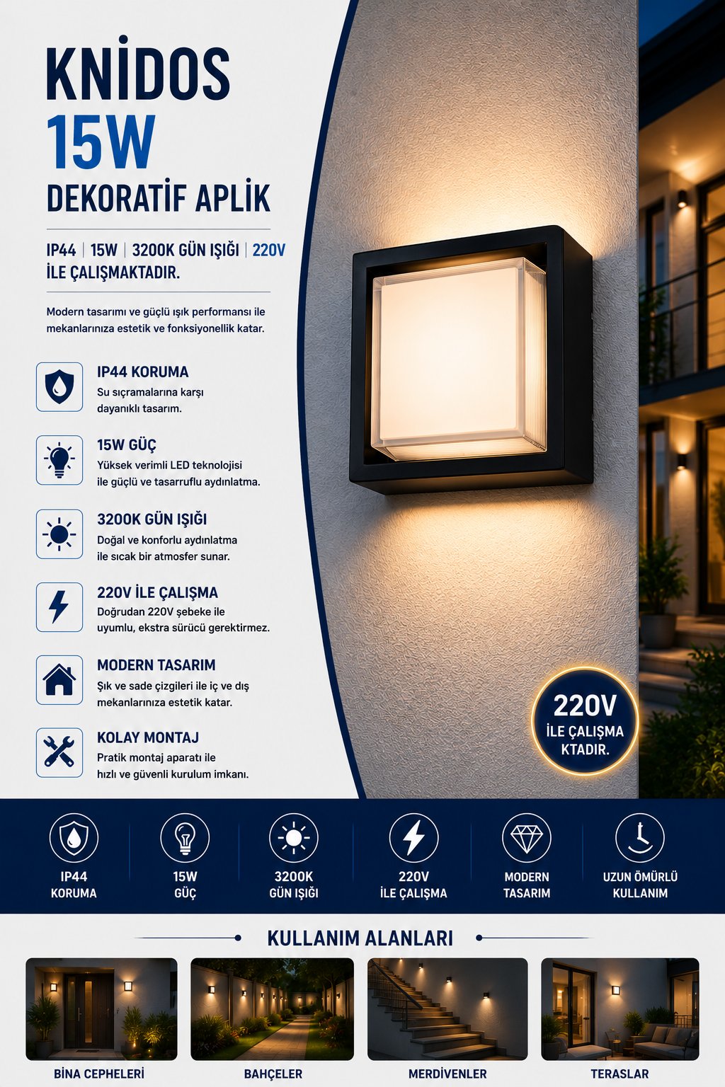 NOAS KNİDOS 15W DEKORATİF APLİK