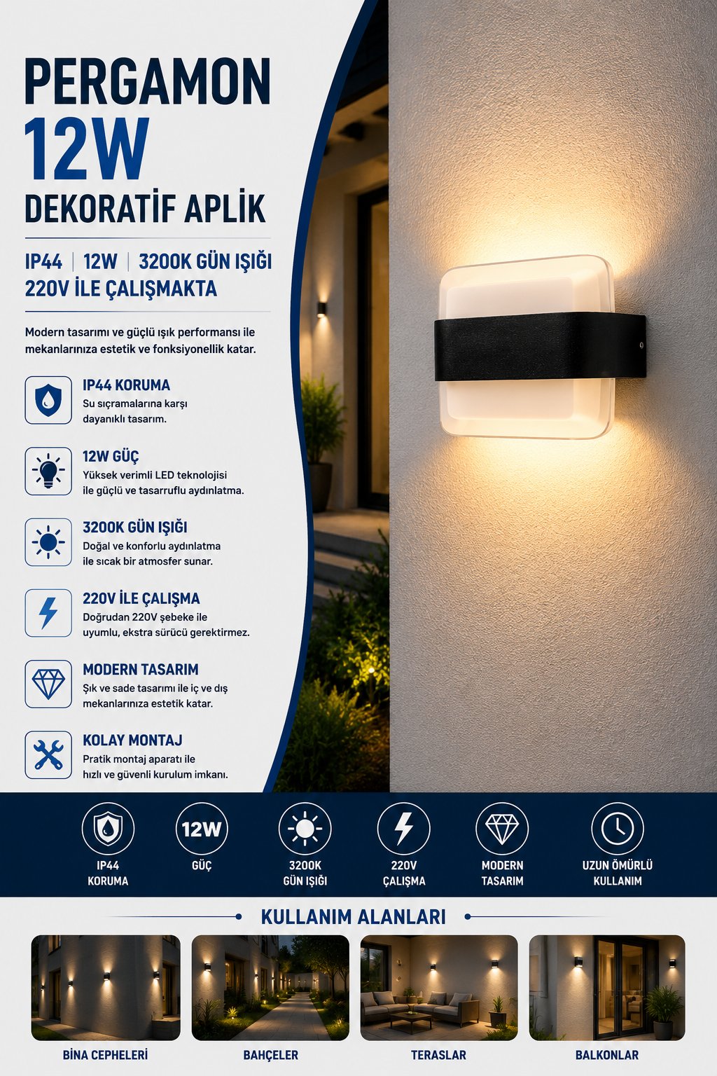 NOAS PERGAMON 12W DEKORATİF APLİK