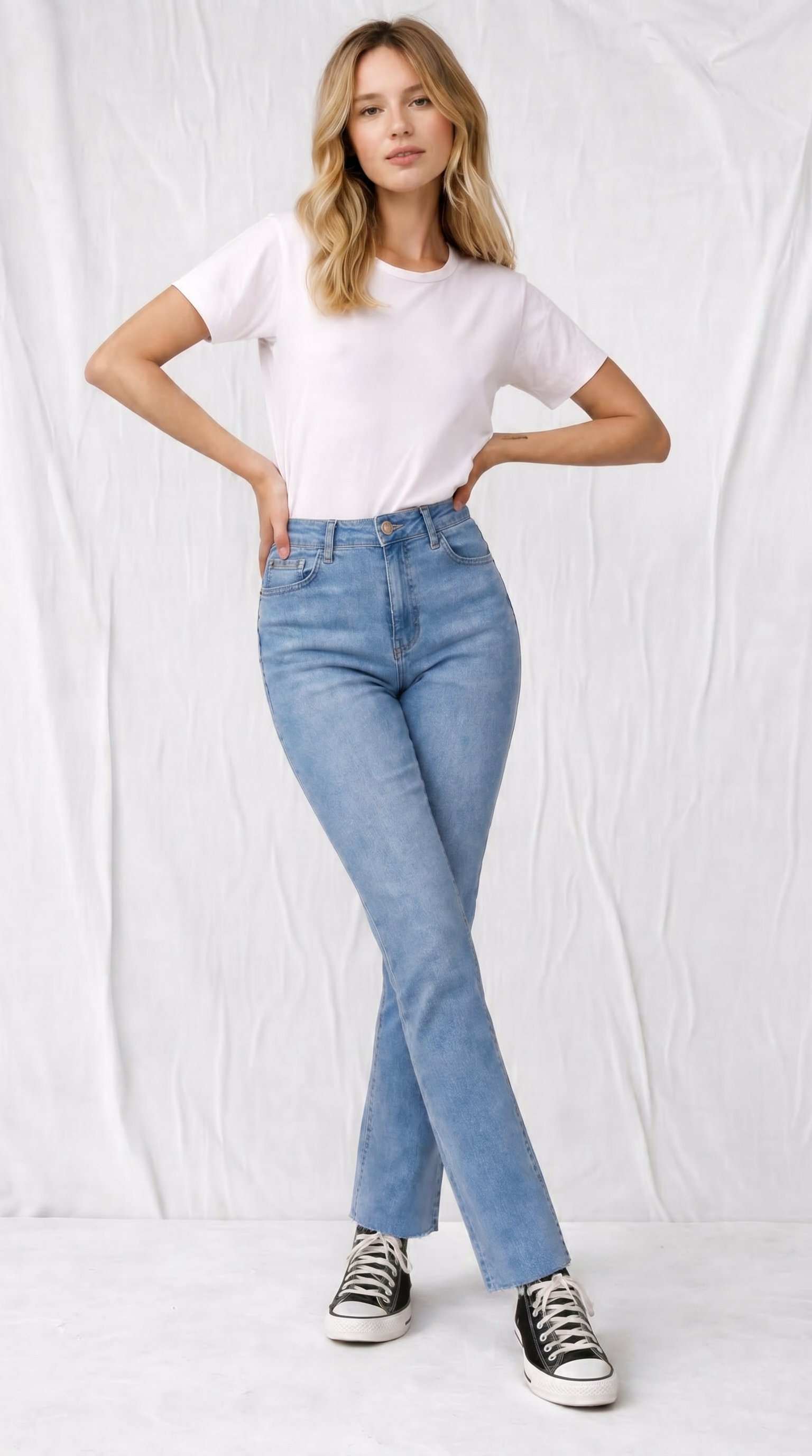 Casual Flare Crop Light Rodeo Kadın Jean Pantolon