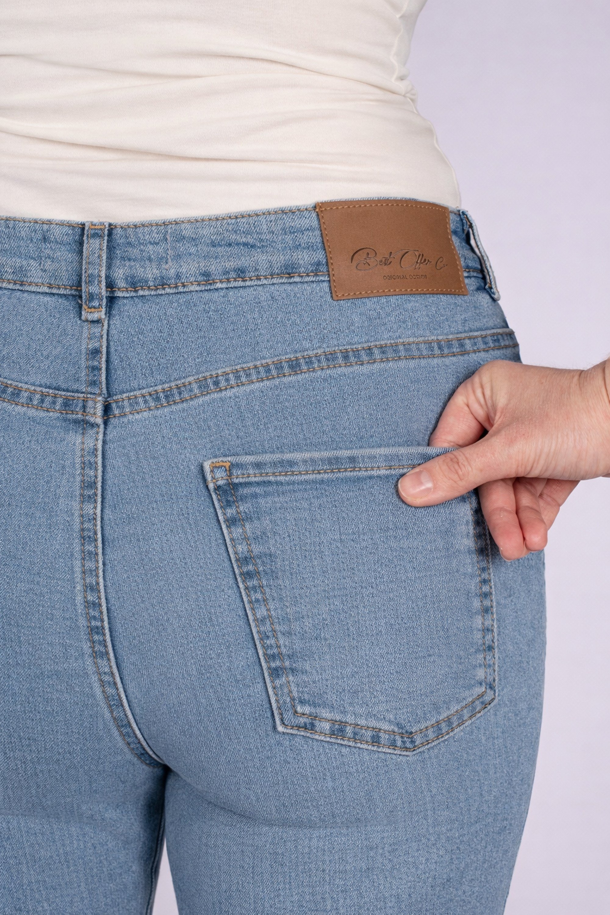 Mom Chic Yüksek Bel Mom Kalıp Açık Indigo Kadın Jean Pantolon