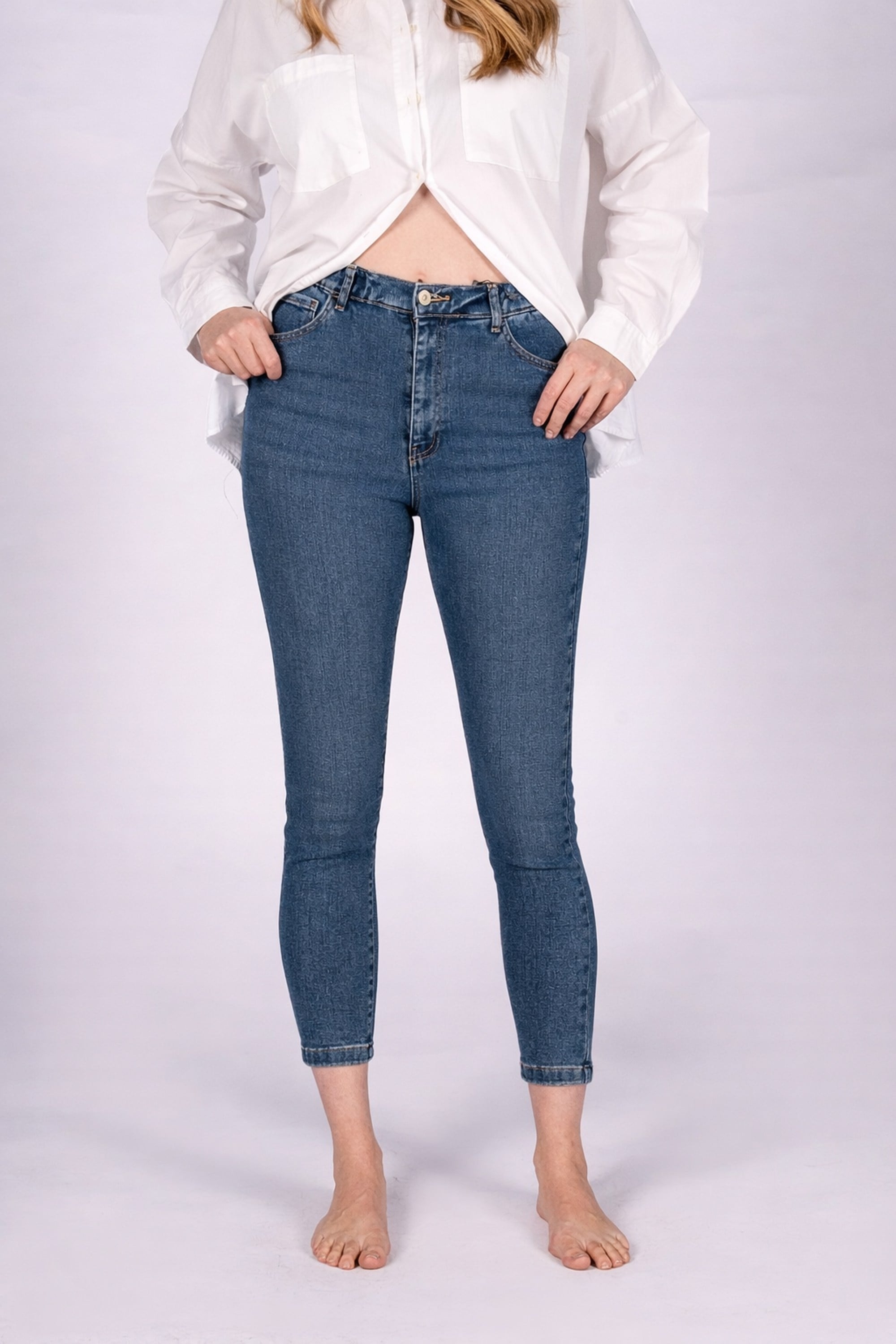 Ultra Sculpt Yüksek Bel Süper Dark Paça Indigo Kadın Jean Pantolon