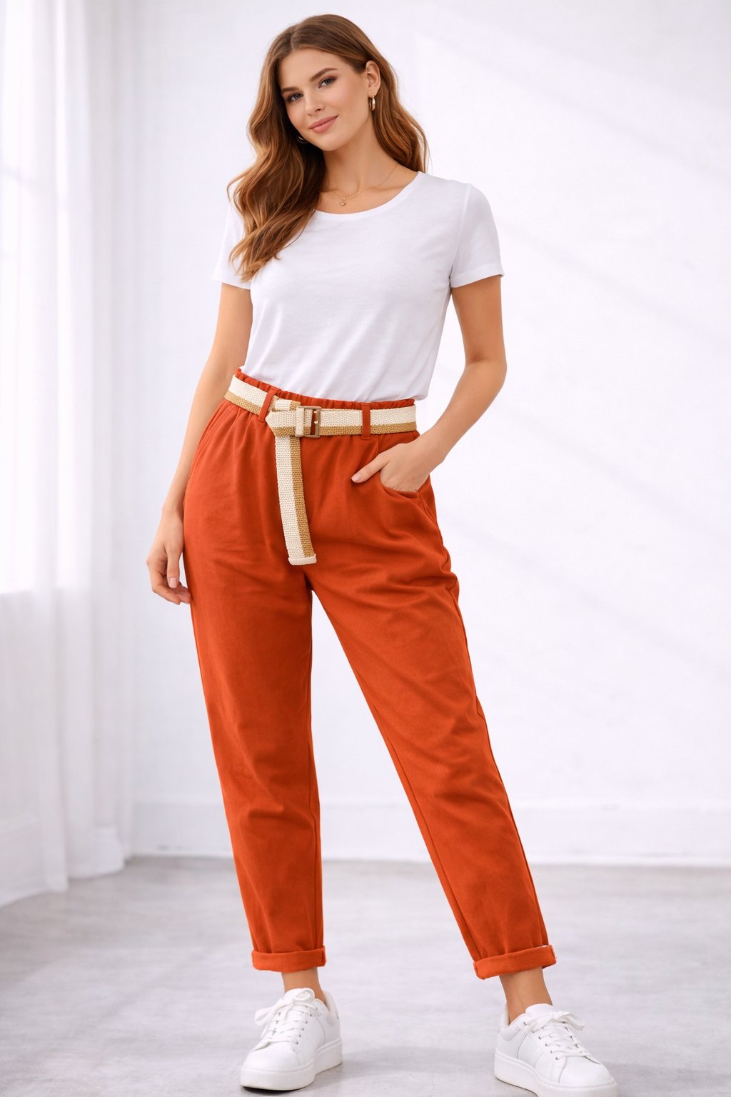 İtalyan Hasır Kemerli Pantolon 2601XA12 - 24297-T