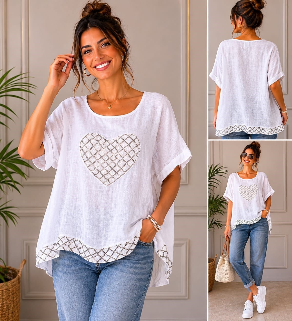 İtalyan Kalbi Pullu Keten Bluz 2604XA17 - 409