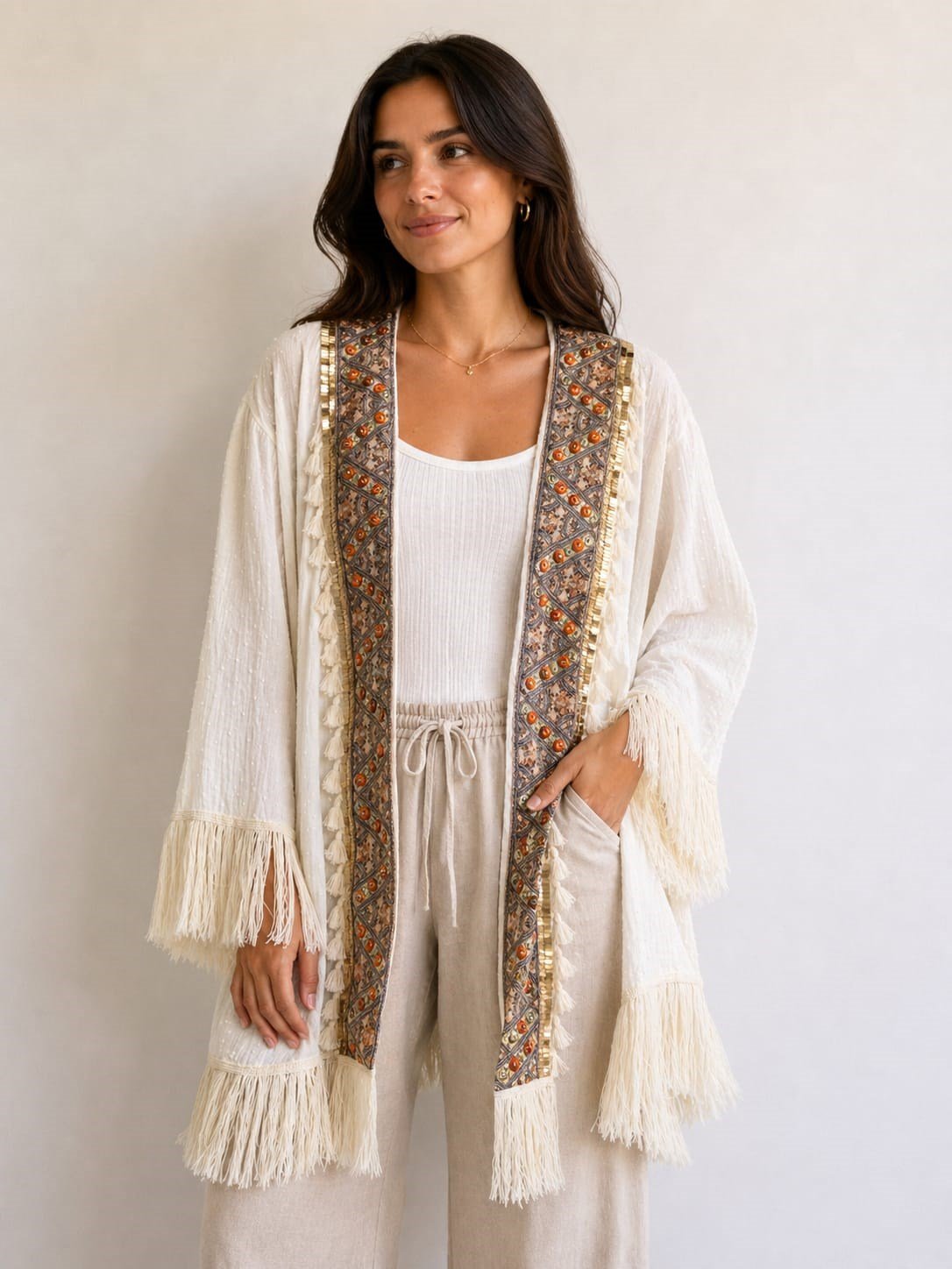 Püsküllü Desenli Kimono & Kaftan 250412721 - R04