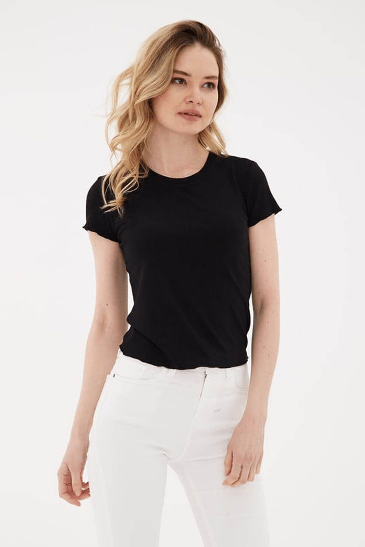 FASHION FRIENDS KADIN KISA KOLLU T-SHİRT 25Y0444K1