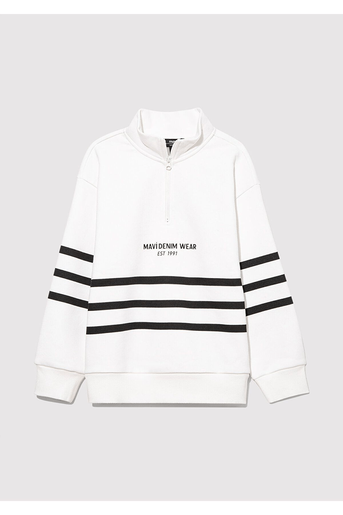 MAVİ ÇOCUK YARI FERMUARLI ÇİZGİLİ SWEATSHIRT Kırık 6S10067-70057