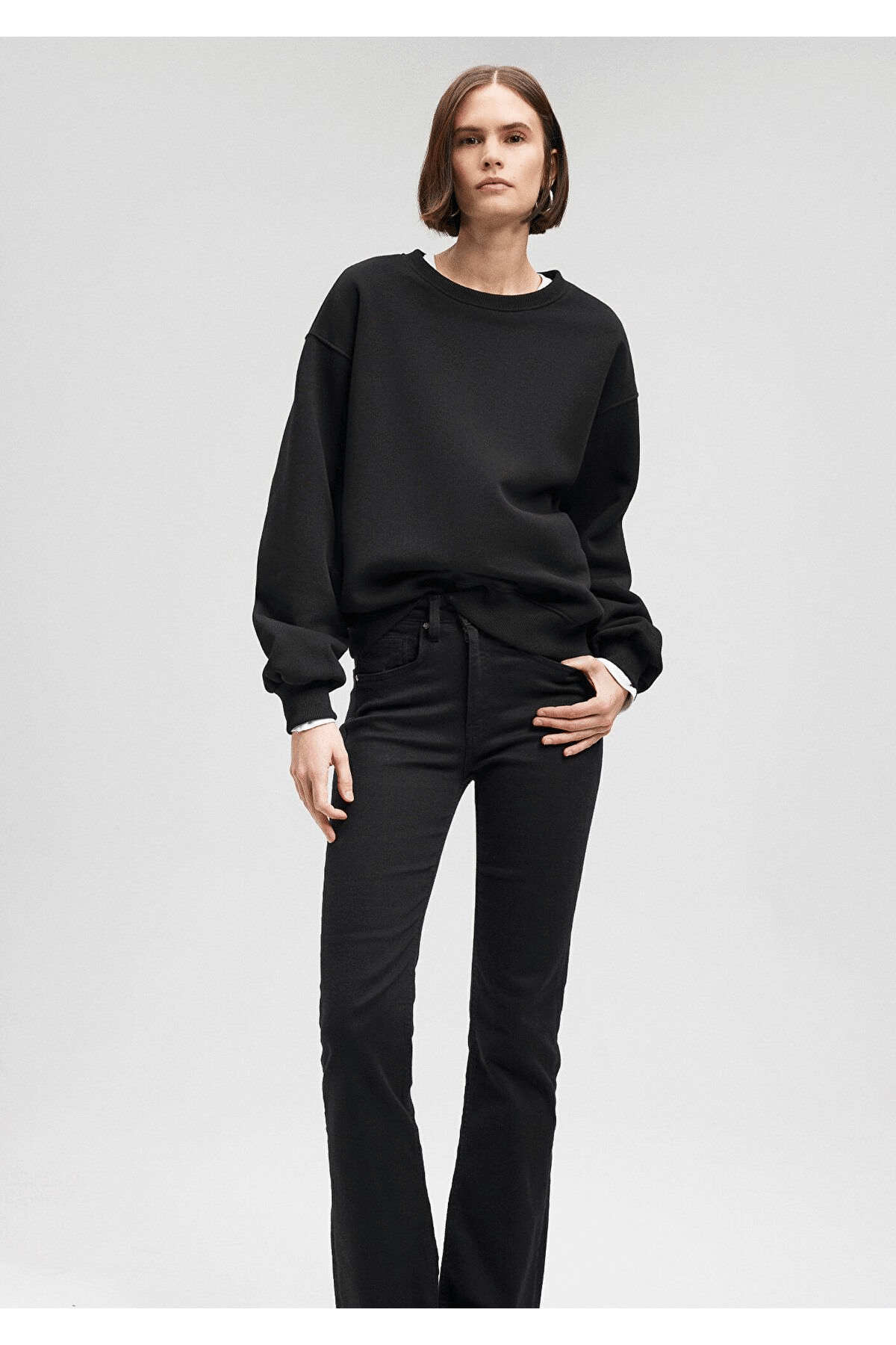 MAVİ KADIN BİSİKLET YAKA SWEATSHIRT Siyah 1610198-900