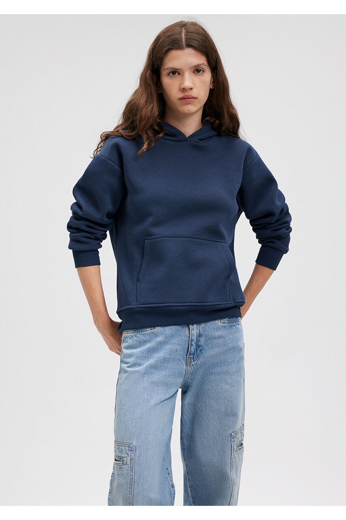 MAVİ KADIN KAPİŞONLU SWEATSHIRT Koyu Lacivert 167299-70488