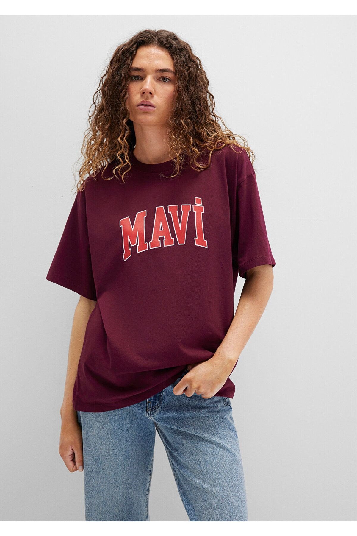 MAVİ KADIN MAVİ BASKILI TİŞÖRT Maroon Banner 1600843-90705