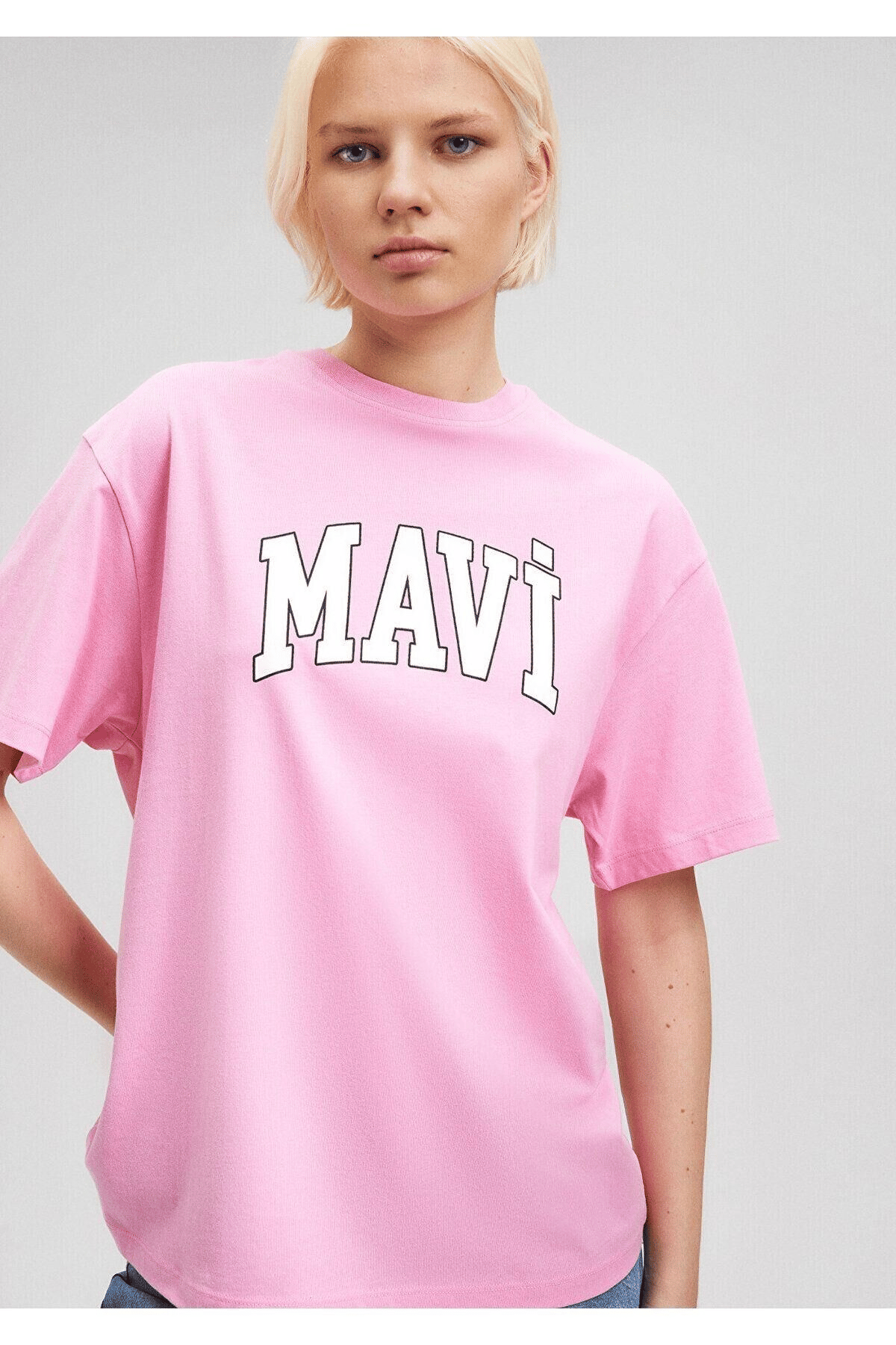 MAVİ KADIN MAVİ BASKILI TİŞÖRT Tatlı Pembe 1600843-71033