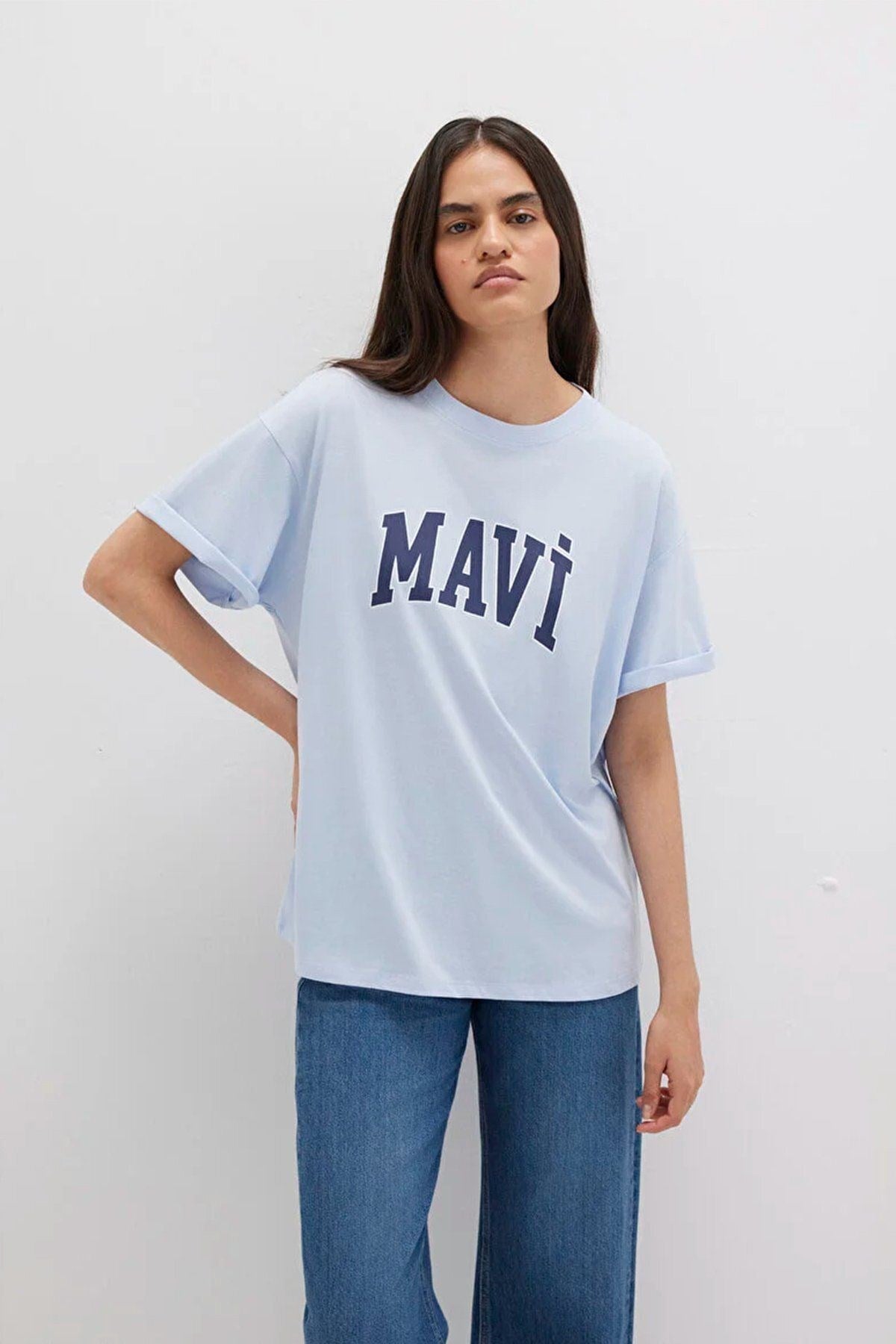 MAVİ KADIN MAVİ BASKILI TİŞÖRT Uçuk Mavi 1600843-70717
