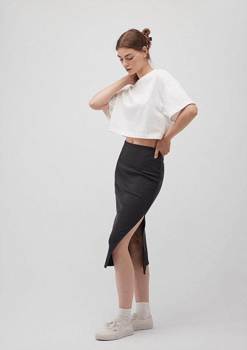 MAVİ KADIN MIDI ÖRME ETEK Kömür 1310564-70087