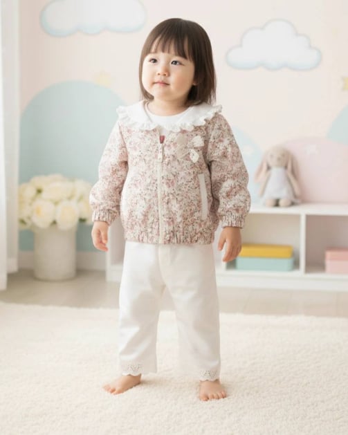 FIRFIR YAKA DETAYLI KIZ BEBEK TAKIM 