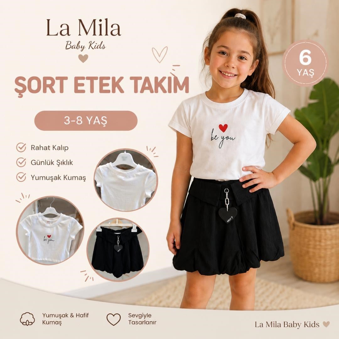 SİYAH ŞORT ETEKLİ TAKIM 