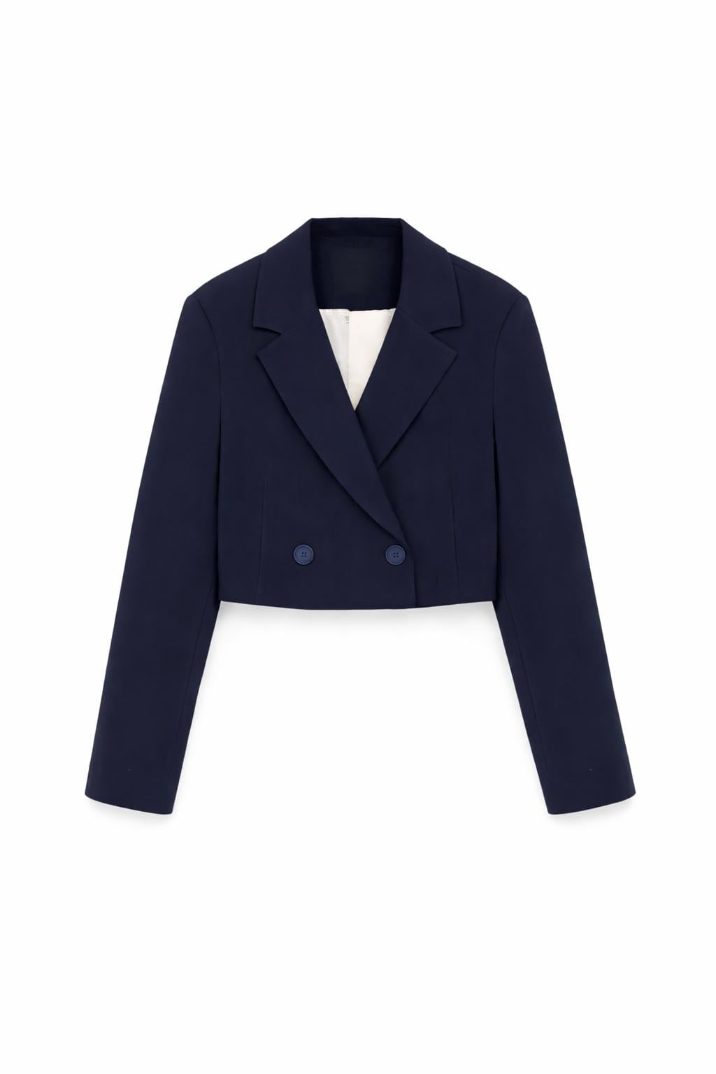 Lacivert Crop Blazer