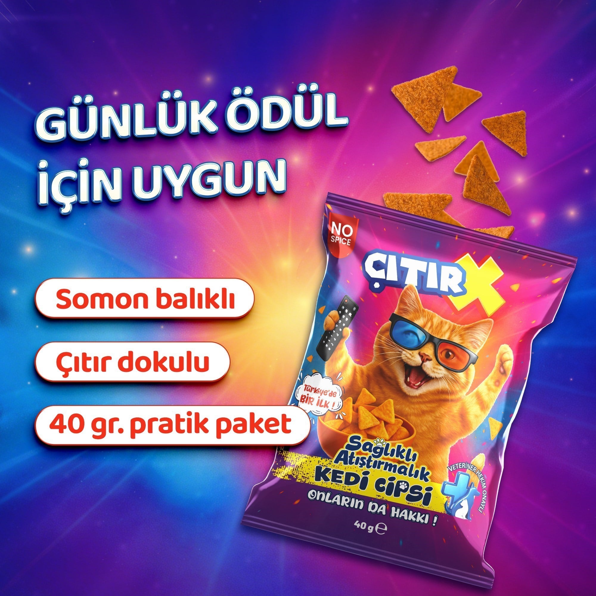 3'lü ÇıtırX Kedi Cipsi 40 Gr.