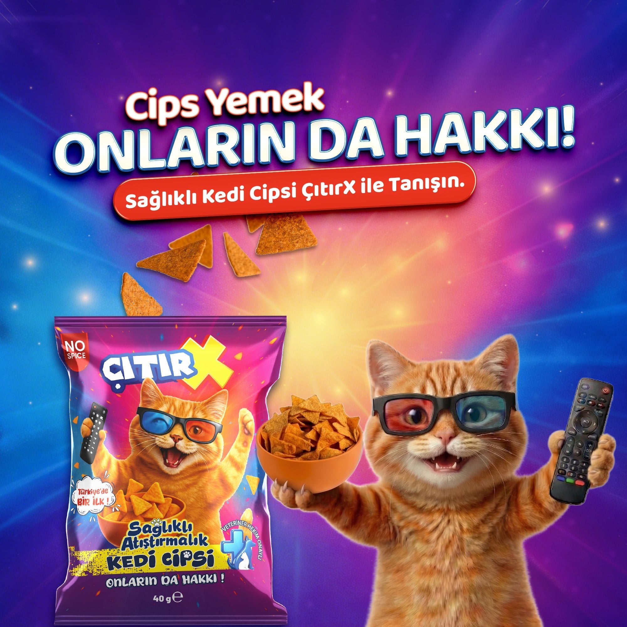 3'lü ÇıtırX Kedi Cipsi 40 Gr.